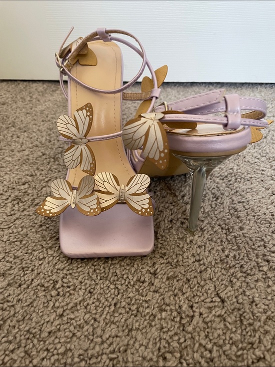 Shoes - Lilac Butterfly Embellished Women's Heels